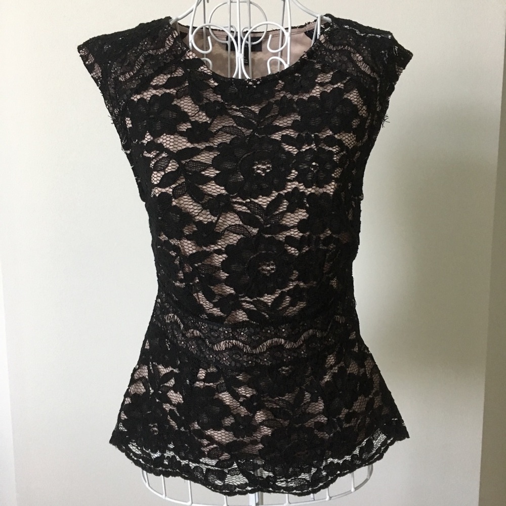 The Limited Black Lace Peplum Top